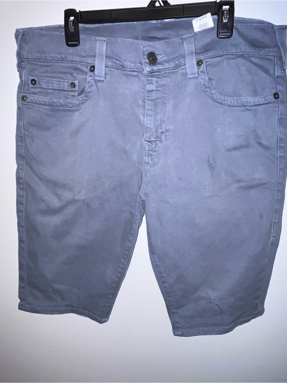True Religion Men's Slate Gray Flat Front Denim Shorts